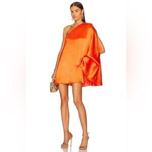 Michael Costello Orange One Shoulder Cocktail Dress
